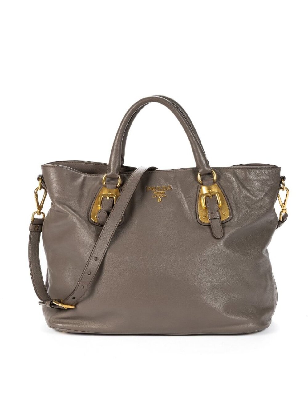 Prada Soft Tote Gray Smooth Leather